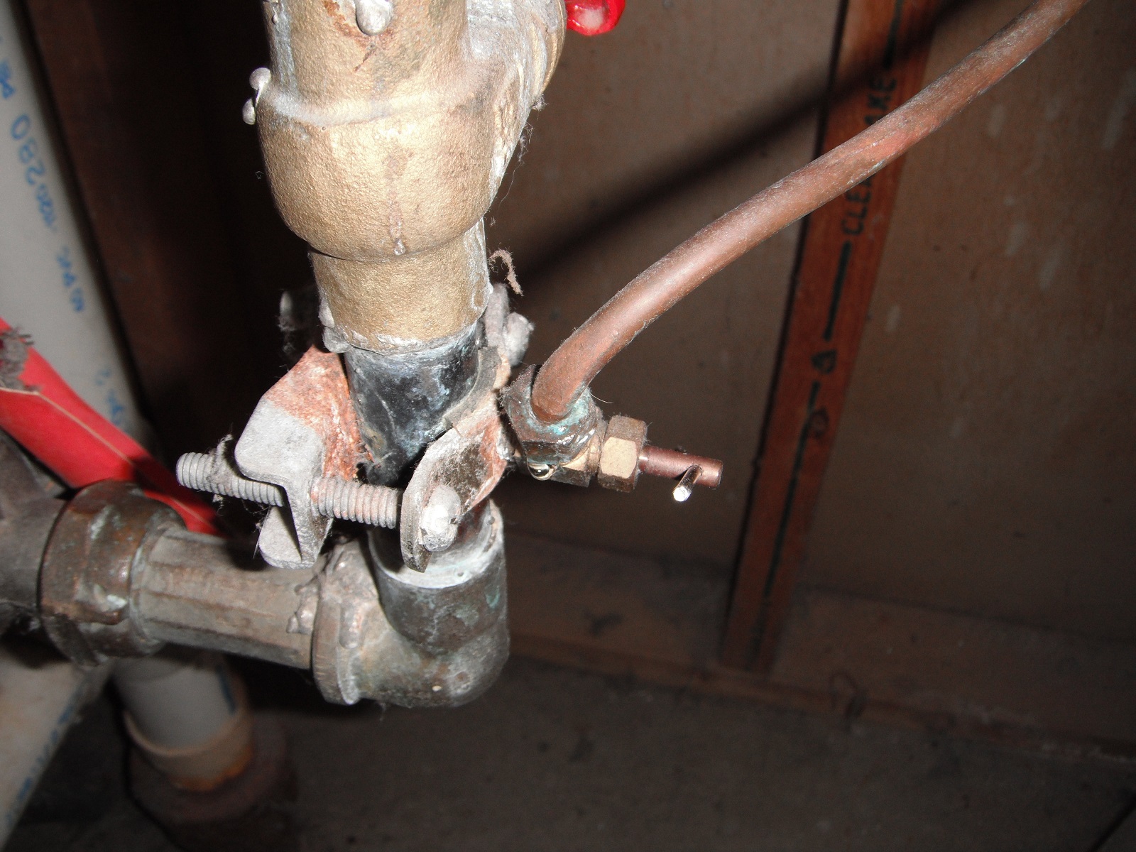 Leaking sadle water valve. "Mokena Home Inspection"